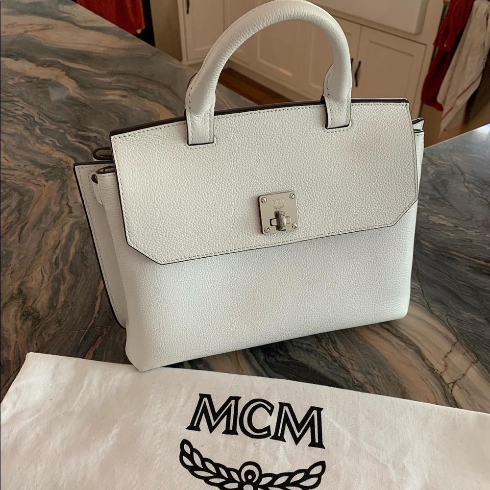 MCM White leather handbag convertible backpack